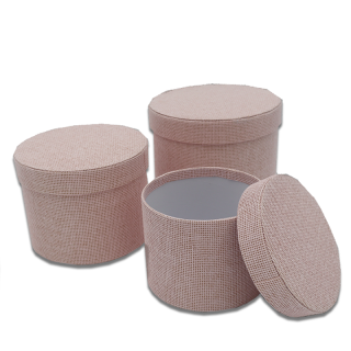 Round Symphony Textured Hat Boxes - Set of 3 - Light Pink - 41-06791