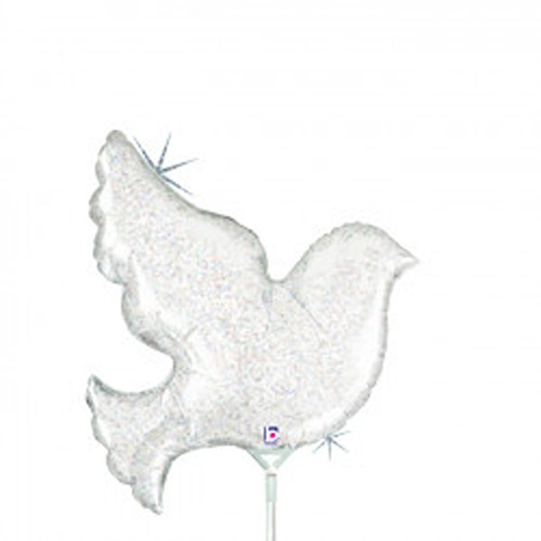 PEARL WHITE DOVE 14" HOLOGRAPHIC MINI SHAPE FLAT - 19124H*