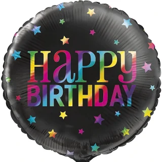 Unique - Rainbow Happy Birthday Round Foil Balloon 18", Package -  53841