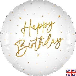 Oaktree 18" Elegant Sparkle White Happy Birthday Holographic