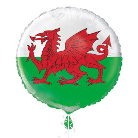 Unique - Wales Flag 18" Round Foil Balloon Packaged - 48268