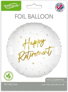 Oaktree 18" Elegant Sparkle White Happy Retirement Holographic - 226201