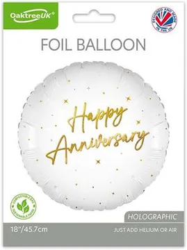 Oaktree 18" Elegant Sparkle White Happy Anniversary Holographic - 226218