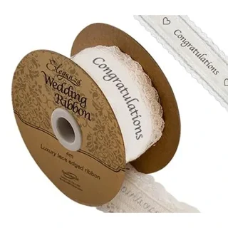 Eleganza Cotton Lace Edge Congratulations 38mm x 4m - 636774