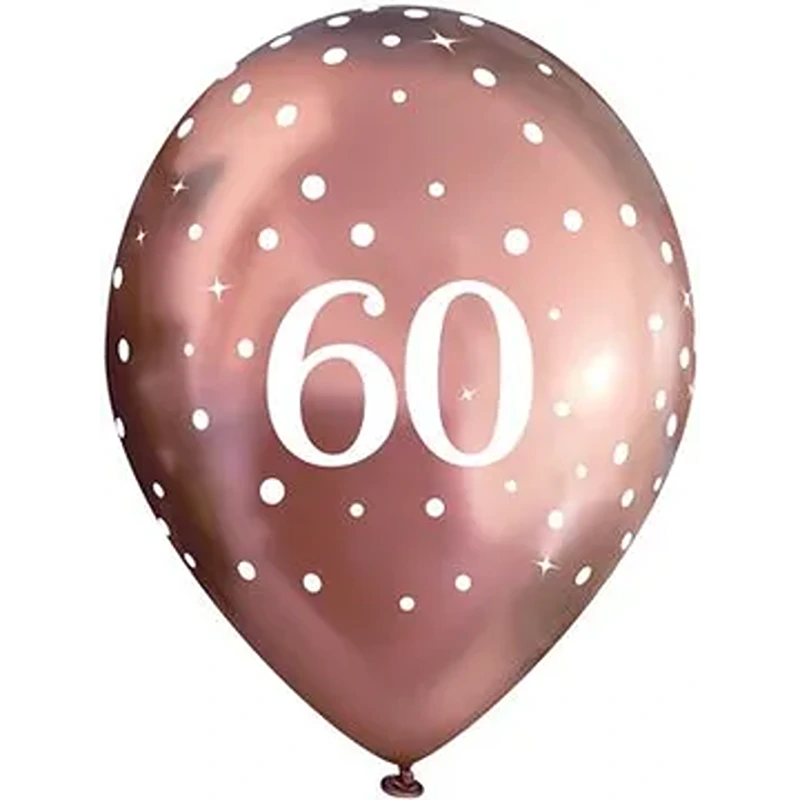 Oaktree - 11inch Latex Balloons Sparkling Fizz Rose Gold 60th x 6pcs - 644128