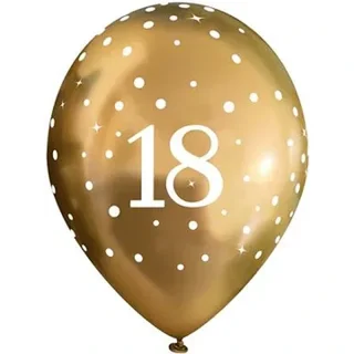 11inch Latex Balloons Sparkling Fizz Gold 18th - 6pcs - 664197