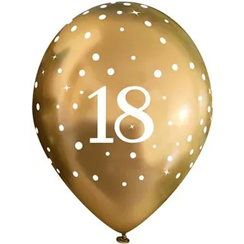 11inch Latex Balloons Sparkling Fizz Gold 18th - 6pcs - 664197