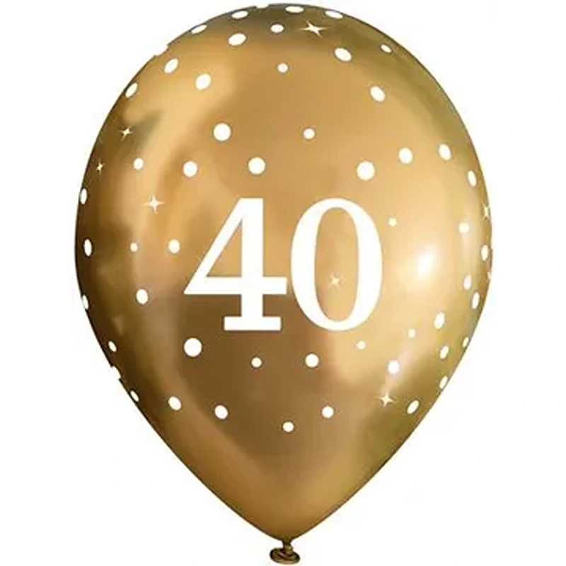 11" Latex Balloons Sparkling Fizz Gold 40th - 6ct - 664227