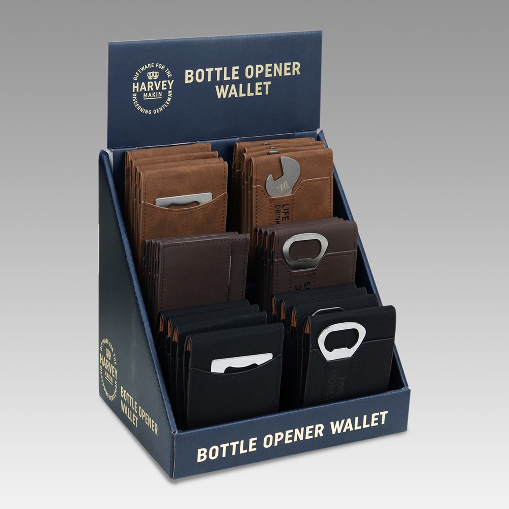 Wallet with Bottle Opener CDU - 6 Designs - HM1985*