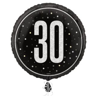 Unique - Glitz Black 30th Foil Balloon - 18" - 87385*