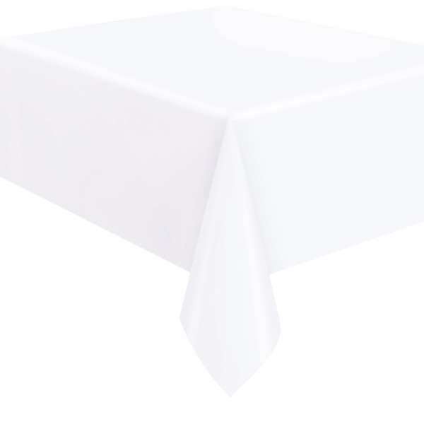 Unique - Bright White Solid Rectangular Plastic Table Cover, 54" x 108" - Short Fold - 50354