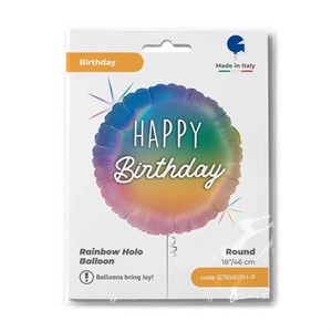 Grabo 18" Holographic Colourful Rainbow Happy Birthday Pkt - G78040RH-P - Image 2