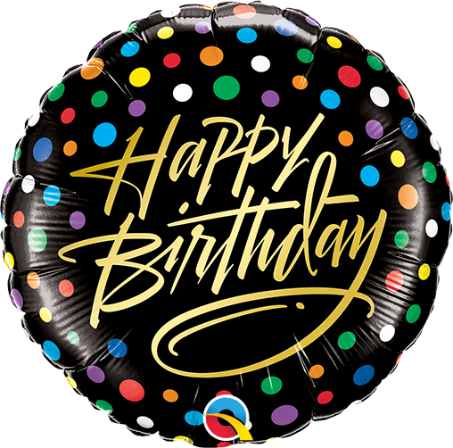 Qualatex 9" Birthday Gold Script & Dots - 58411*