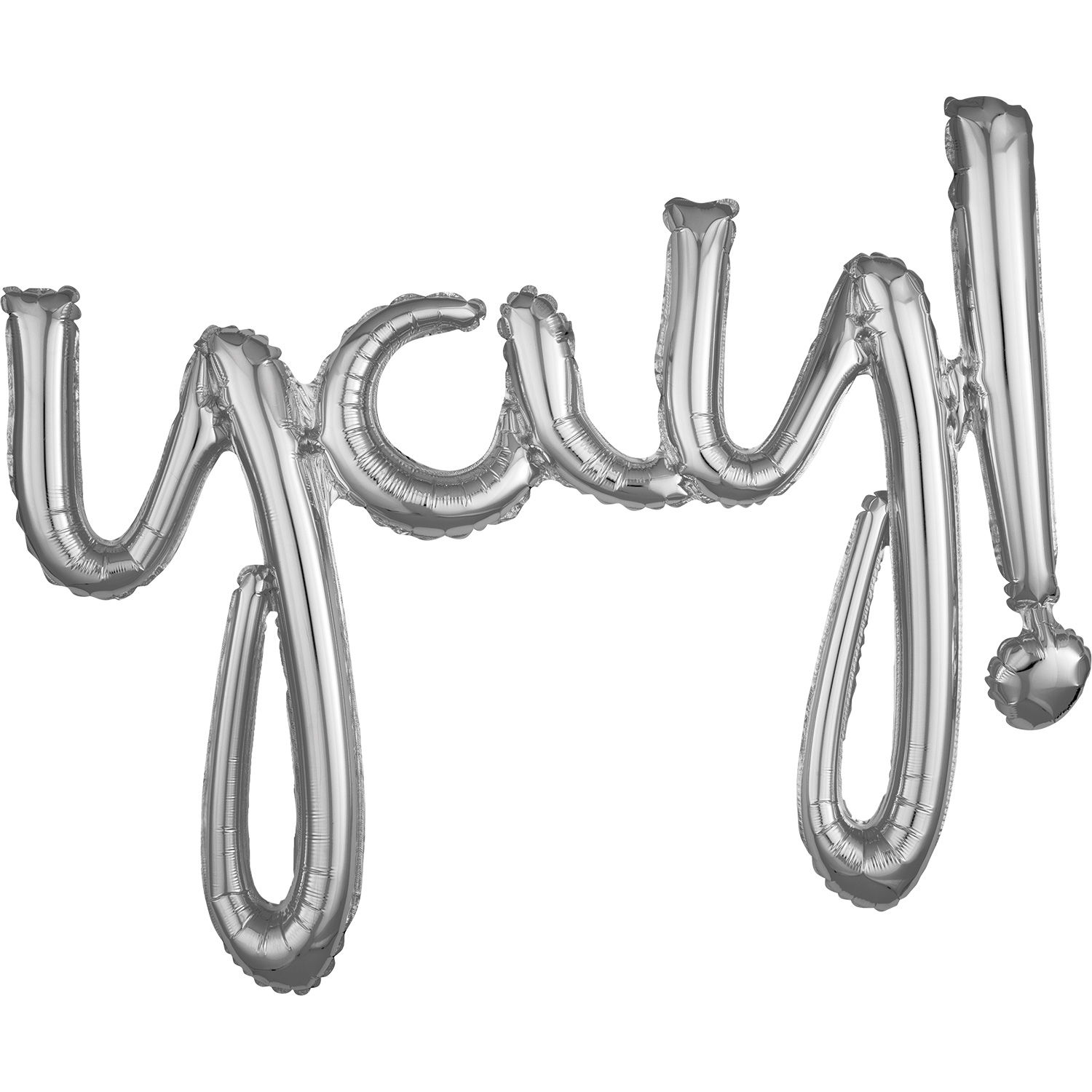 Anagram "Yay!" Script Phrase Silver Foil Balloons 35"/88cm x 25"/63cm G40