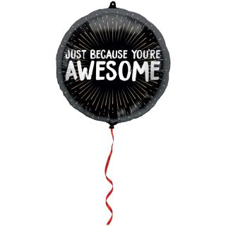 Black & Gold "Just Because You're Awesome" Foil Balloon – 18" - 63023