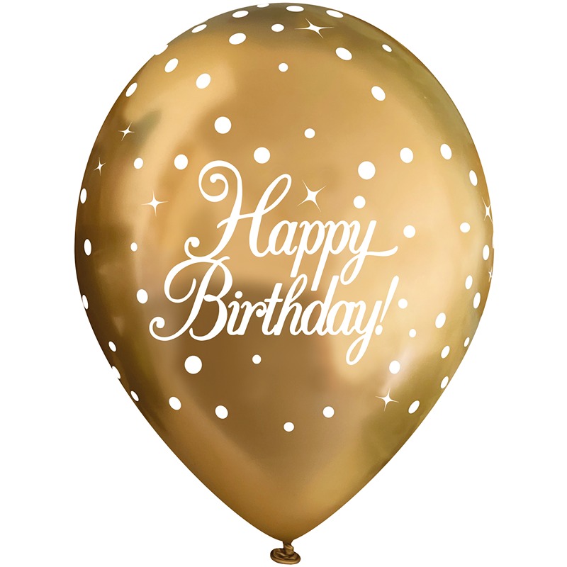 Oaktree - 11inch Latex Balloons Sparkling Fizz Rose Gold Happy Birthday x 6pcs - 664173