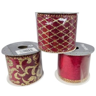 Assorted Red & Gold Christmas Ribbon 1pc - BIL-23