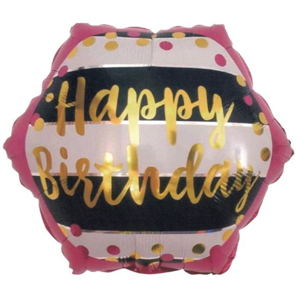 Balloonium- Hexagon Stripe/Confetti Happy Birthday  - B10324