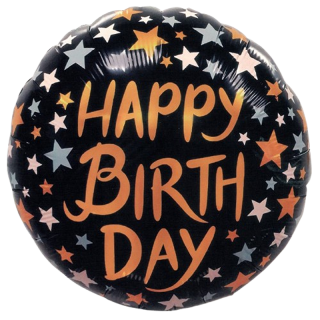 Balloonium - Black with Rose Gold Stars H B'day - B10309