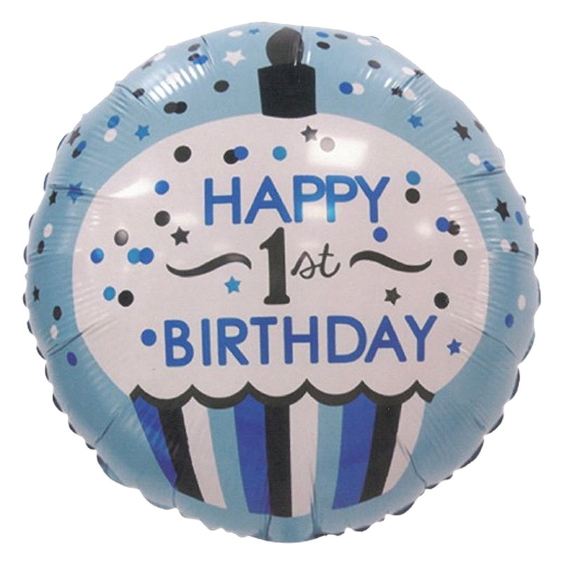 Balloonium - 1st Birthday Cake Round - Blue - B10330