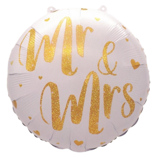 Balloonium - Mr & Mrs White Gold Round - B10335