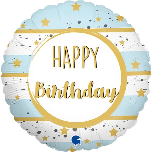 Grabo 9" Blue & Gold Happy Birthday - G69007*