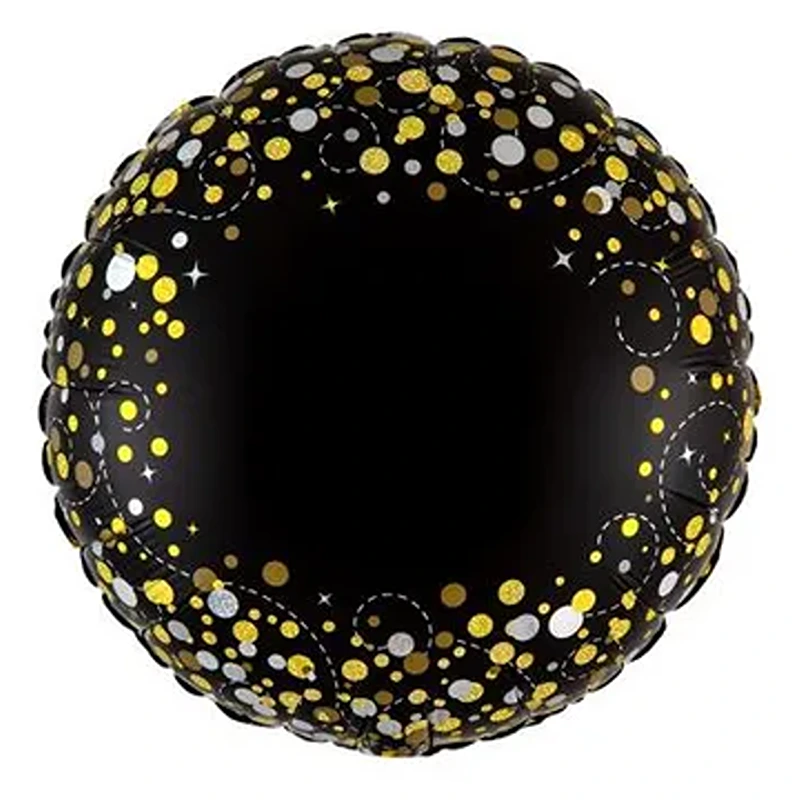 Sparkling Fizz Black Gold No Message Holographic Foil - 18" - 601871