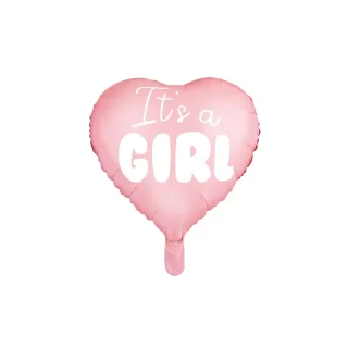 PartyDeco - Foil Balloon Heart - It's a girl, 45cm, light pink - Symbol: FB21P-081J