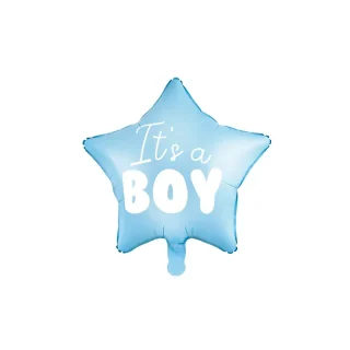 PartyDeco - Foil Balloon Star - It's a boy, 48cm, light blue - FB22P-001J