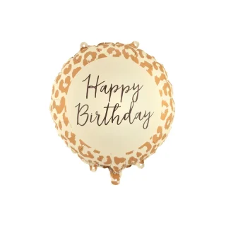 PartyDeco - Foil balloon tablet ''Happy Birthday'' with leopard print, 35x35 cm, mix - FB393