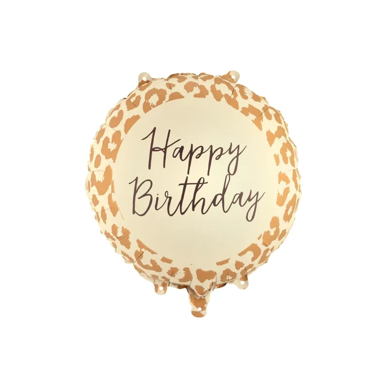 PartyDeco - Foil balloon tablet ''Happy Birthday'' with leopard print, 35x35 cm, mix - FB393