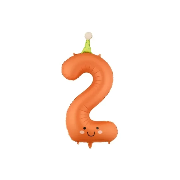 PartyDeco - Foil balloon Number ''2'', 86cm, orange - FB411T-2