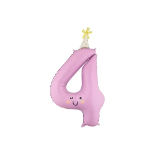 PartyDeco - Foil balloon Number ''4'', 86cm, lavender -  FB411T-4