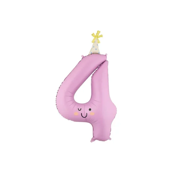 PartyDeco - Foil balloon Number ''4'', 86cm, lavender -  FB411T-4