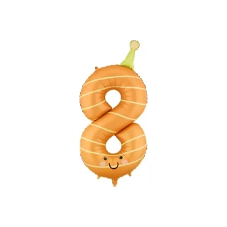 PartyDeco - Foil balloon Number ''8'', 86cm, orange -  FB411T-8
