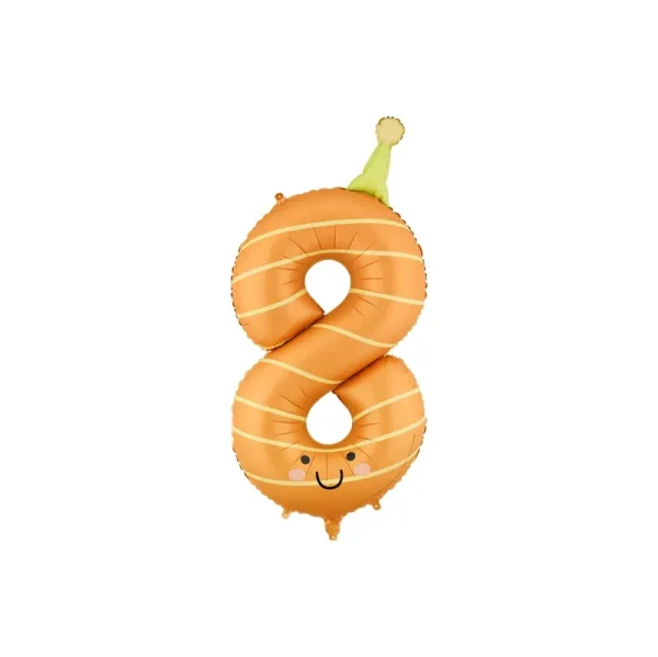 PartyDeco - Foil balloon Number ''8'', 86cm, orange -  FB411T-8