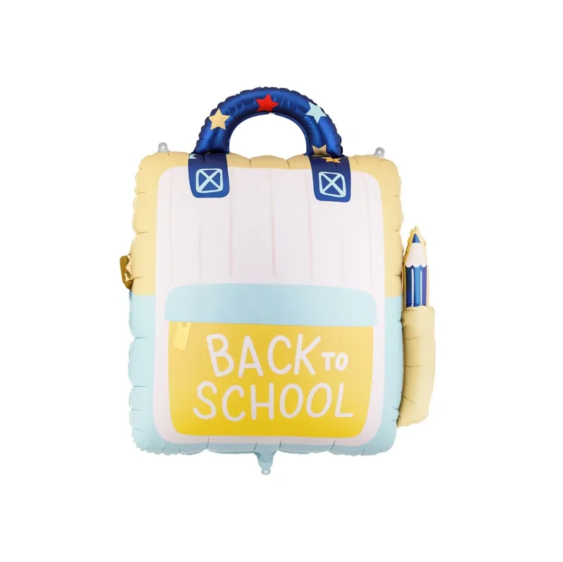 PartyDeco - Foil balloon School backpack, 68x82 cm, cream-yellow - FB437