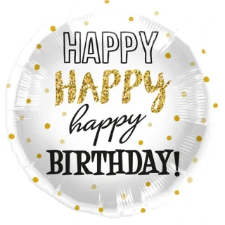 Happy Birthday Gold Glitter Dots  Foil - 18" - 67909