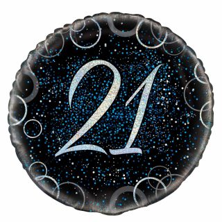 Unqiue - 18" Glitz Silver 21st Birthday Foil Balloon - 55807