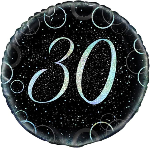 18" Glitz Silver 30th Birthday Foil Balloon 45cm