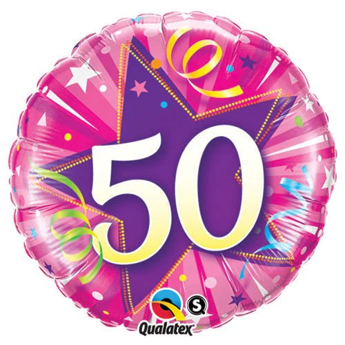 Qualatex 25259 50 Shining Star - Hot Pink Foil Balloon, 18"