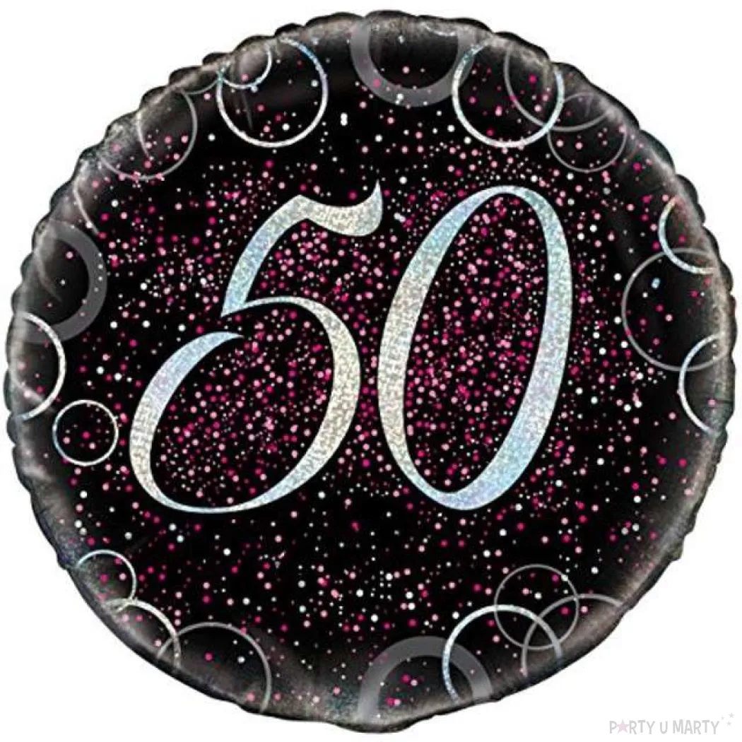 Foil Balloon "50th Birthday - Glitz", Pink, Unique, 18"