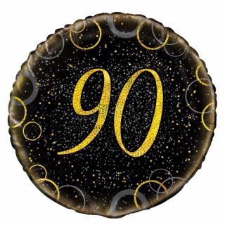 Black & Gold Glitz 90 Foil Balloon (18in.)