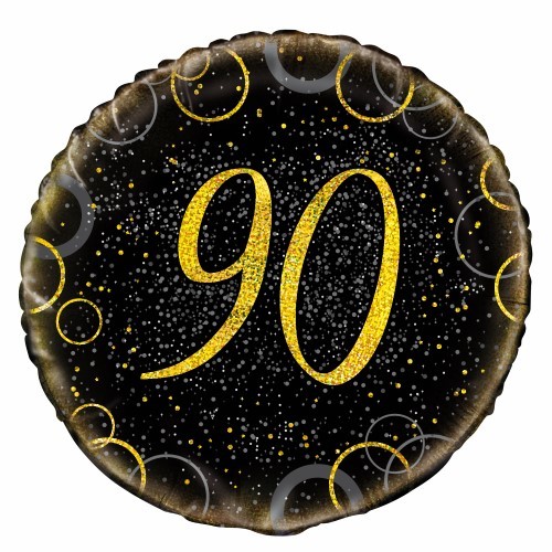 Black & Gold Glitz 90 Foil Balloon (18in.)