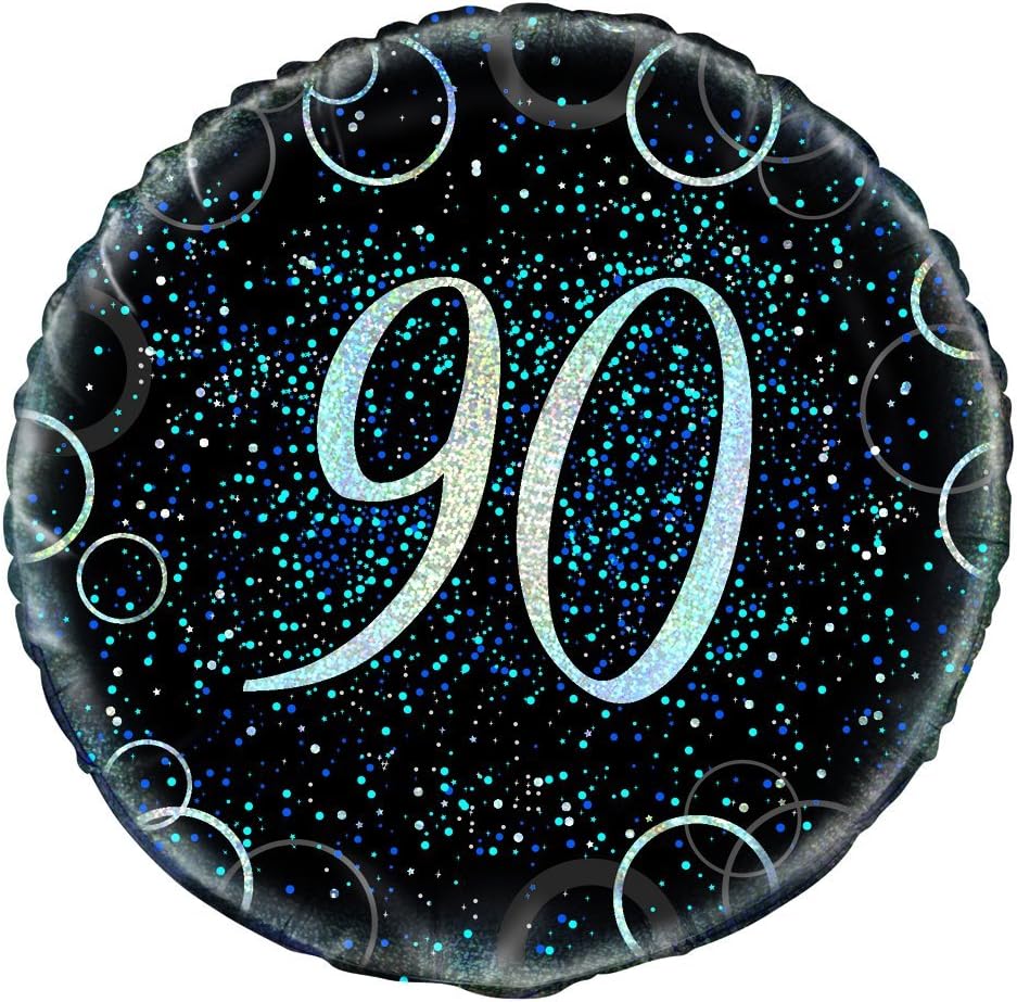 Unique Party 55814- 18" Glitz Blue Foil 90th Birthday Balloon