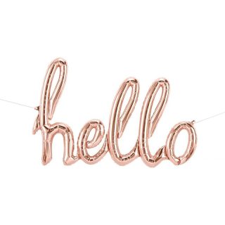 Hello Script 47" Foil Balloon - Rose Gold