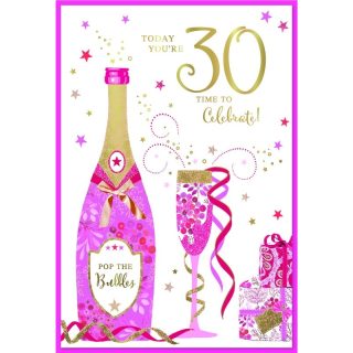 Glamorous Pink & Gold Champagne 30th Birthday - Code G - 6pk - SE33217