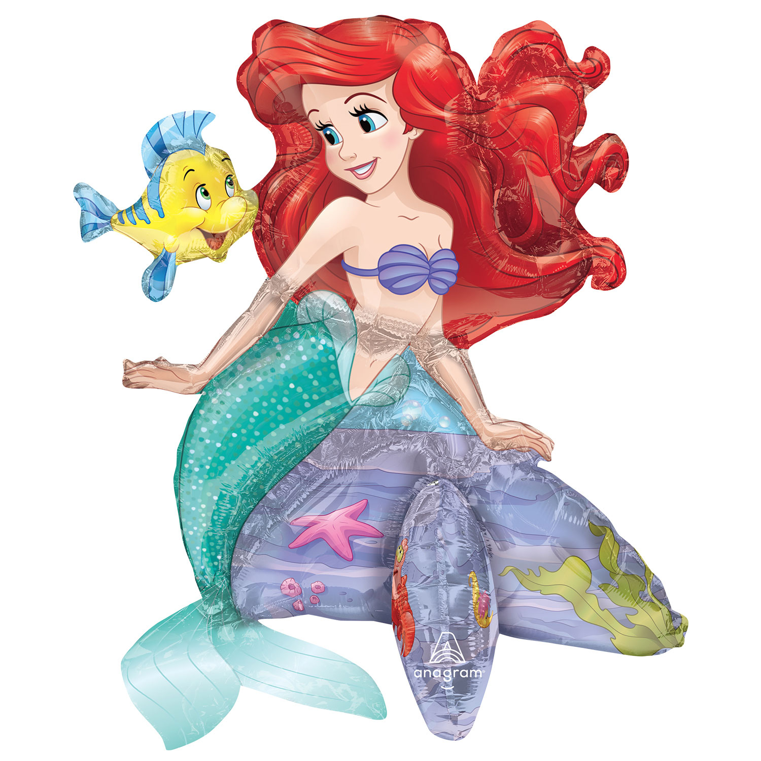Anagram Ariel The Little Mermaid Sitter Foil Balloons 18"/45cm w x 20"/50cm h P50 - 4257111