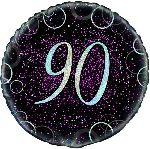 18" Black/pink 90th Birthday - 55801