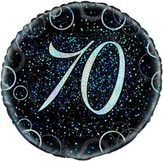 Unique Party - Foil 70th Birthday Balloon, Metallic Blue Glitter, 45 cm